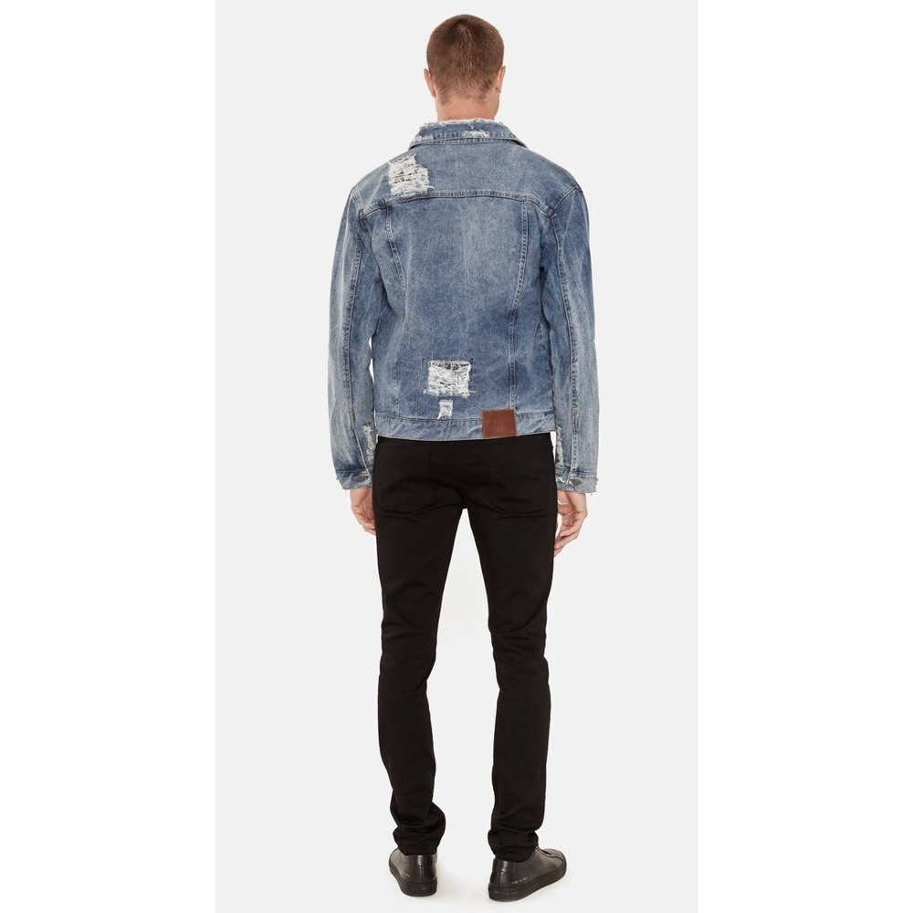 The People vs Men's XXL Fits US Large Denim Jean Jacket Distressed Destroyed - Picture 4 of 11